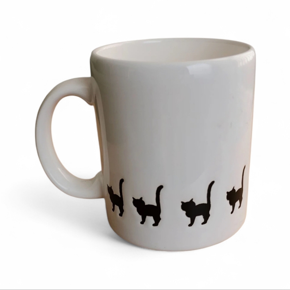 Waechtersbach 12 Oz White Ceramic Balc Cat Halloween Mug (Spain)